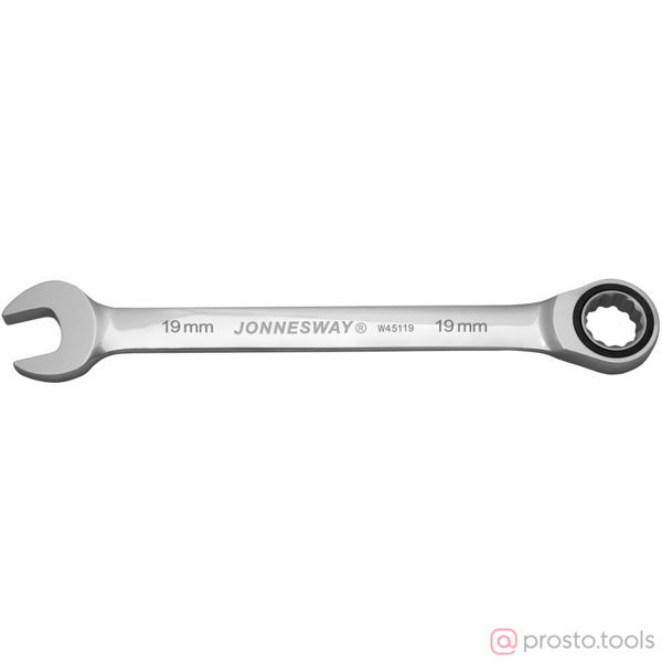 Изображение Ключ комбинированный с трещоткой 19мм W45119 //JONNESWAY