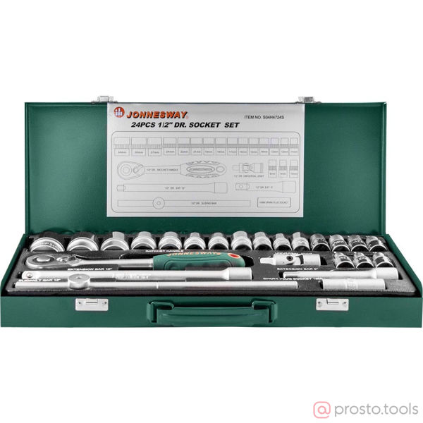 Изображение Набор головок 1/2" 8-34 мм 6 гр. 24 пред. с трещоткой S04H4724S //JONNESWAY