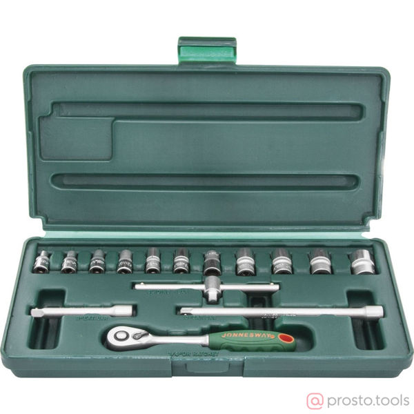 Изображение Набор головок 1/4" 4-14 мм 6 гр. 15 пред. с трещоткой S04H2715S //JONNESWAY