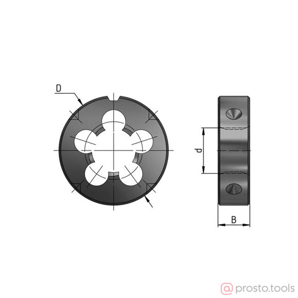 Изображение Плашка круглая M 10*1,5 левая 6h D=30 мм //Beltools