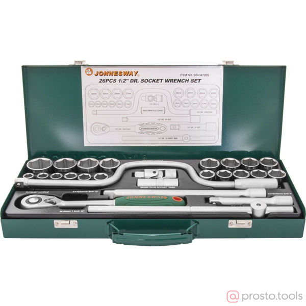 Изображение Набор головок 1/2" 12-34 мм 6 гр. 26 пред. S04H4726S //JONNESWAY