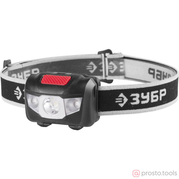 Изображение Фонарь ЗУБР "МАСТЕР" налобный светодиодный, 1Вт(80Лм)+2LED, 4 режима, 3ААА
