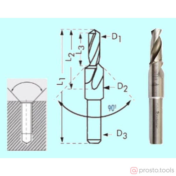 Изображение Сверло ц/х с зенкером 3,3/4,5 М 4 (D4,5 и d3,3) 90° Р6АМ5 (шт) //CNIC