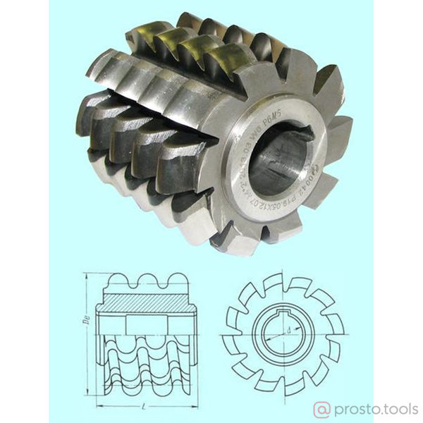 Изображение Фреза червячн.для зубьев звездочек 112*112*40 t=25,4 dp=15,88 (Р6М5) CNIC