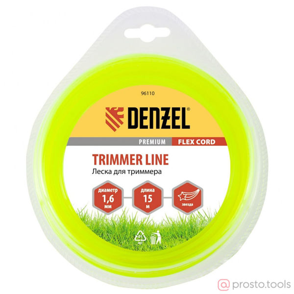 Изображение Леска для триммера 1,6мм 15м звезда FLEX CORD //DENZEL