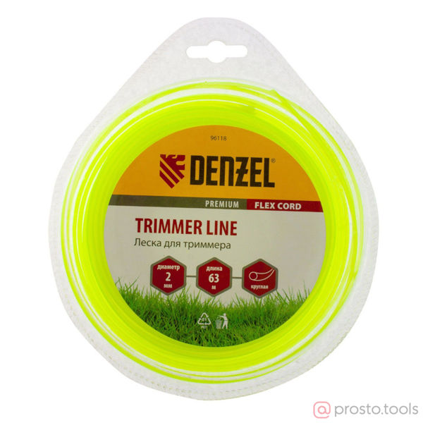 Изображение Леска для триммера 2,0мм 63м круглая FLEX CORD //DENZEL