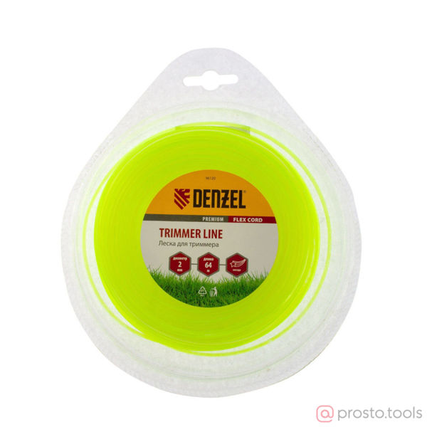 Изображение Леска для триммера 2,0мм 64м звезда FLEX CORD //DENZEL