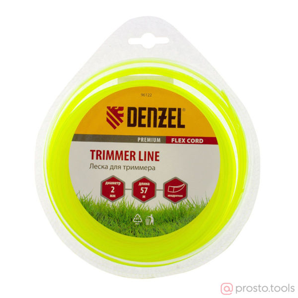 Изображение Леска для триммера 2,0мм 57м квадратная FLEX CORD //DENZEL