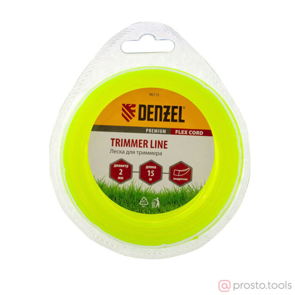 Изображение Леска для триммера 2,0мм 15м квадратная FLEX CORD //DENZEL