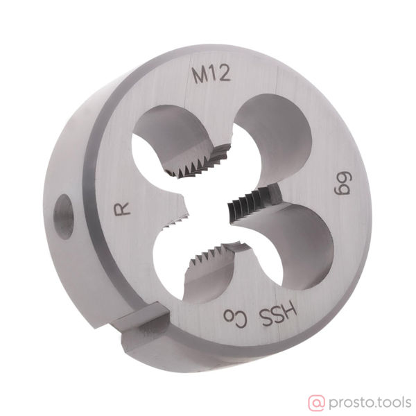 Изображение Плашка круглая M 12*1,75 HSS-E DIN EN 22568 6g 38х14мм //RUKO