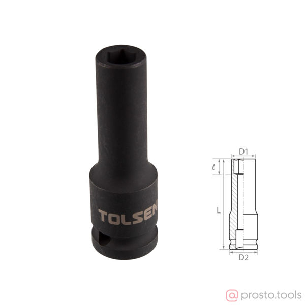 Изображение Головка ударная 1/2" 10мм 6-гран. глубокая //TOLSEN