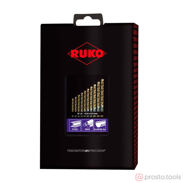 Изображение Набор сверл по металлу 1-10мм 19шт HSSE-Co5 135° DIN338 228214RO //RUKO