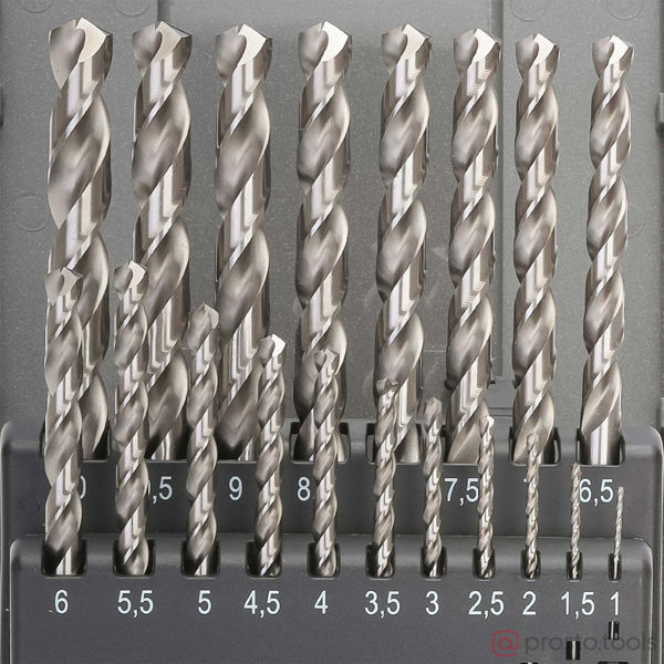 Изображение Набор сверл по металлу 1-10мм 19шт HSSE-Co8 VA 130° DIN338 281214ERO //RUKO