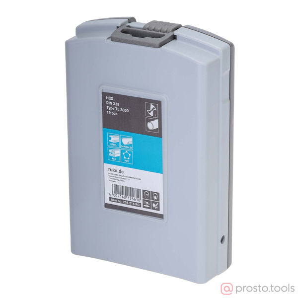 Изображение Набор сверл по металлу 1-10мм 19шт HSS-G 130° TL3000 DIN338 258214RO //RUKO
