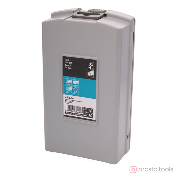 Изображение Набор сверл по металлу 1-5,9мм 50шт HSS-G 118° DIN338 214217RO //RUKO