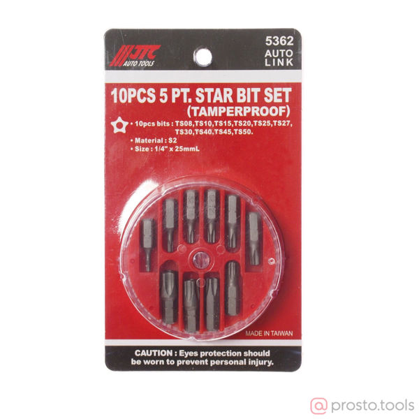 Изображение Набор бит 10пр TORX TS08-TS50 1/4" //JTC