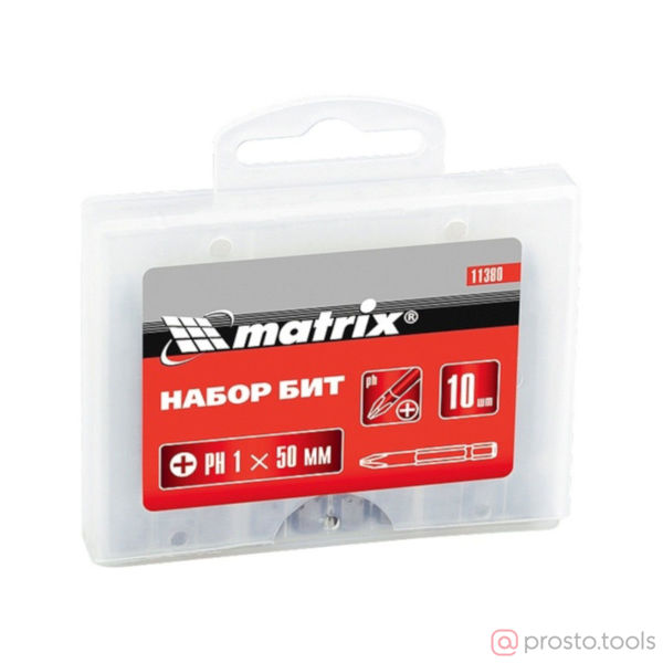 Изображение Набор бит Pz1 x 50 мм, сталь 45Х, 10 шт., в пласт. боксе// Matrix