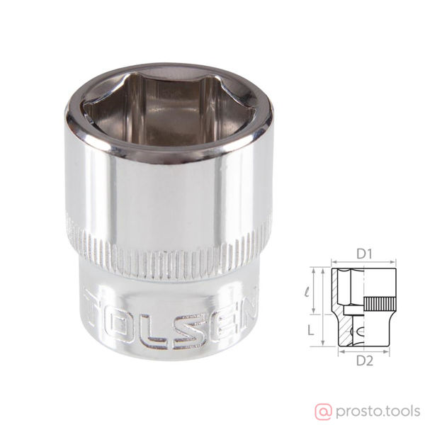 Изображение Головка торц. 3/8" 19мм 6-гран. //TOLSEN