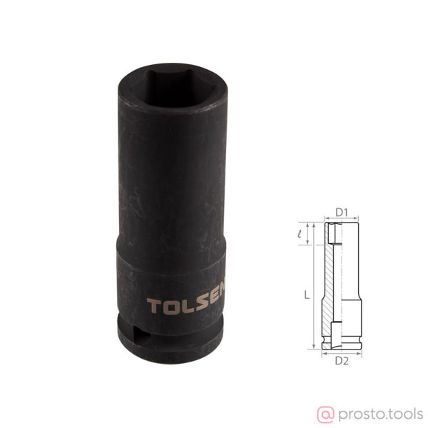 Изображение Головка ударная 1/2" 19мм 6-гран. глубокая //TOLSEN