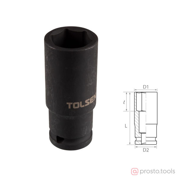 Изображение Головка ударная 1/2" 23мм 6-гран. глубокая //TOLSEN