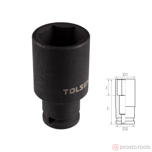 Изображение Головка ударная 1/2" 32мм 6-гран. глубокая //TOLSEN
