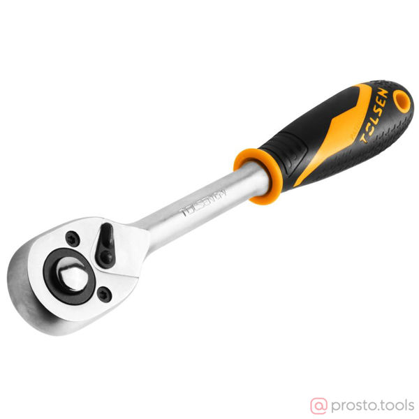 Изображение Трещотка 3/8" 205 мм, 72 зубца, флажковая с кнопкой GRIPro //TOLSEN