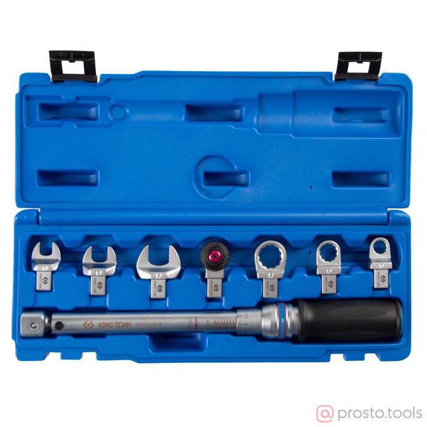 Изображение Ключ динамометрический 9х12 4-20Нм с набором рожк. насадок 8 пр. (10-17мм) //KING TONY