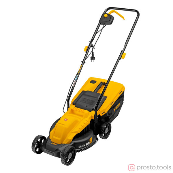 Изображение Газонокосилка эл. GM-1100, 1100 Вт, шир. 32 см, 3 уров., травосб. 30 л.// Denzel