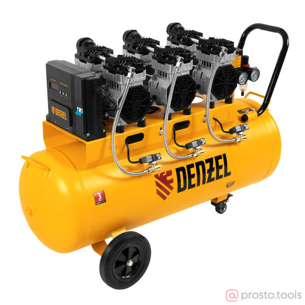 Изображение Компрессор безмаслянный DLS 2250/100 малошумный 2250 Вт, 410 л/мин 3х750 ресивер 100 л //DENZEL