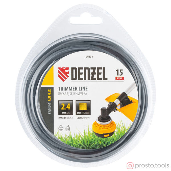 Изображение Леска для триммера 2,4мм 15м квадратная ALUFLEX //DENZEL