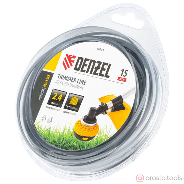 Изображение Леска для триммера 2,4мм 15м квадратная ALUFLEX //DENZEL