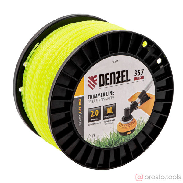 Изображение Леска для триммера 2,0мм 357м витой квадрат, FLEX CORD //DENZEL