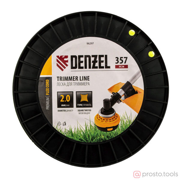 Изображение Леска для триммера 2,0мм 357м витой квадрат, FLEX CORD //DENZEL