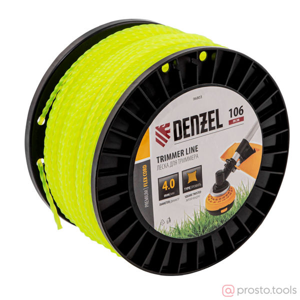 Изображение Леска для триммера 4,0мм 106м витой квадрат, FLEX CORD //DENZEL