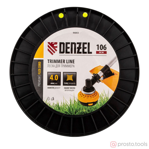 Изображение Леска для триммера 4,0мм 106м витой квадрат, FLEX CORD //DENZEL