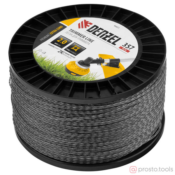 Изображение Леска для триммера 2,0мм 357м витой квадрат двухкомпонентная EXTRA CORD //DENZEL