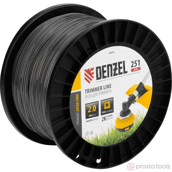 Изображение Леска для триммера 2,0мм 251м квадрат двухкомпонентная EXTRA CORD //DENZEL