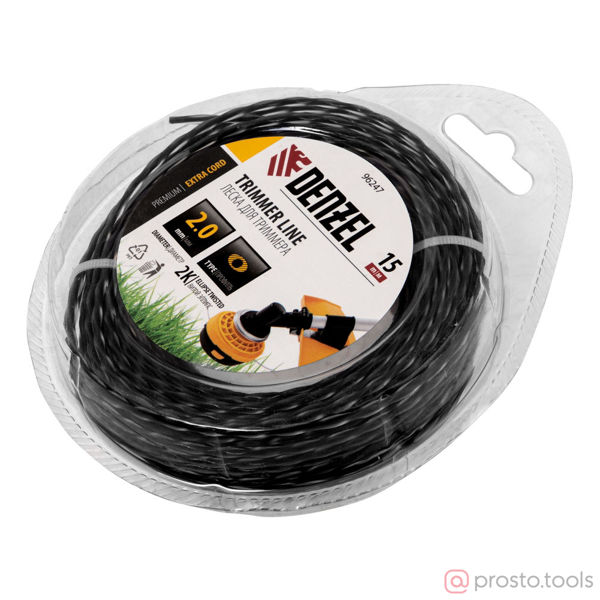 Изображение Леска для триммера 2,0мм 15м эллипс двухкомпонентная EXTRA CORD //DENZEL