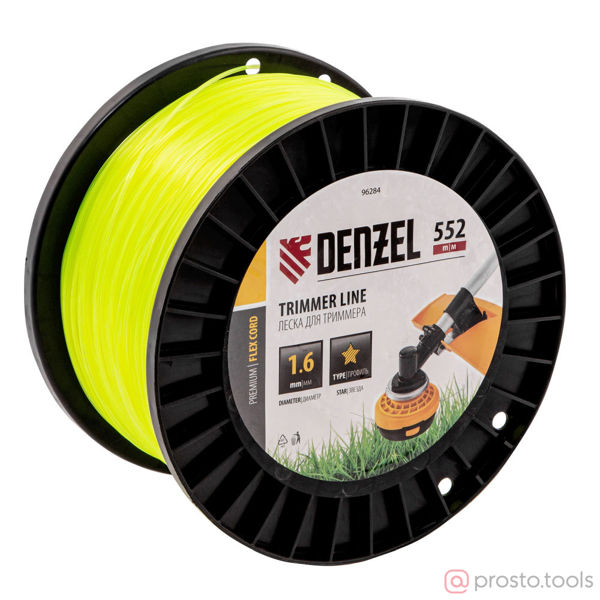 Изображение Леска для триммера 1,6мм 552м звезда FLEX CORD //DENZEL