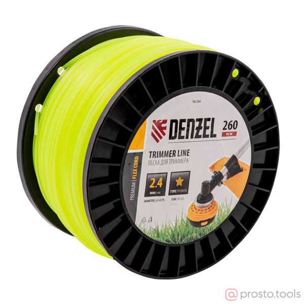 Изображение Леска для триммера 2,4мм 260м звезда FLEX CORD //DENZEL