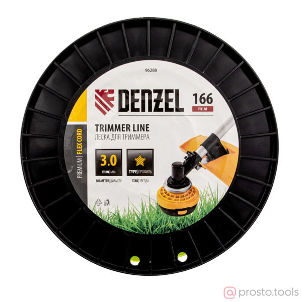Изображение Леска для триммера 3,0мм 166м звезда FLEX CORD //DENZEL