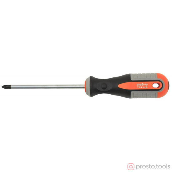 Изображение Отвертка крестовая 100мм PH1 2-х комп. рукоятка ROUND GRIP 751110 //OMBRA