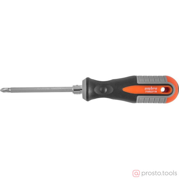 Изображение Отвертка комбинированная 100 мм РН2/SL6 ROUND GRIP 756210 //OMBRA