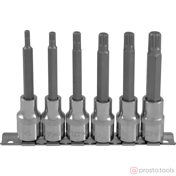 Изображение Набор головок со вставкой 1/2" SPLINE M5-M12 L=100мм 6 пред. 921706 //OMBRA