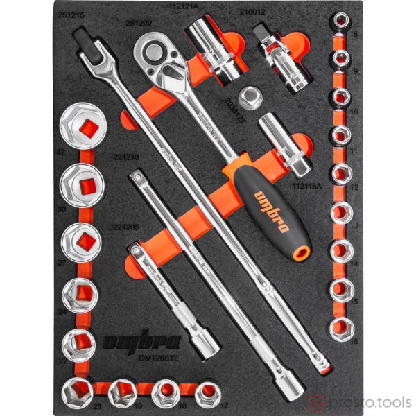 Изображение Набор головок 1/2" 8-32 мм 6 гр. 26 пред. глубокие OMT26STE //OMBRA