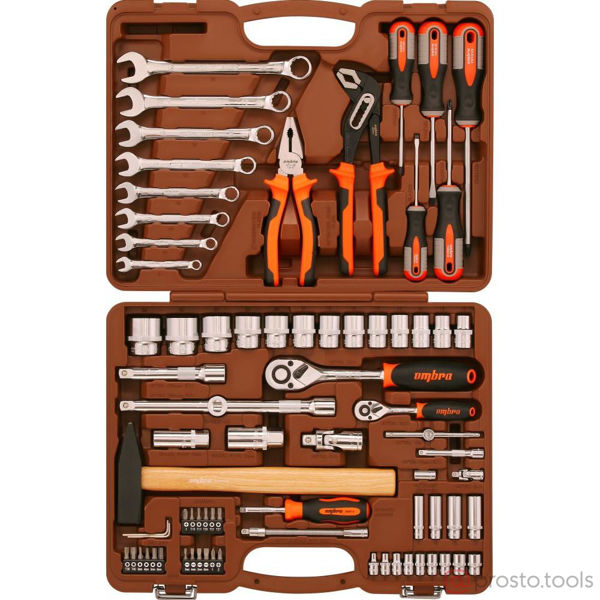 Изображение Набор инструмента 77 пр. пласт. кейс 1/4, 1/2" OMT77S //OMBRA