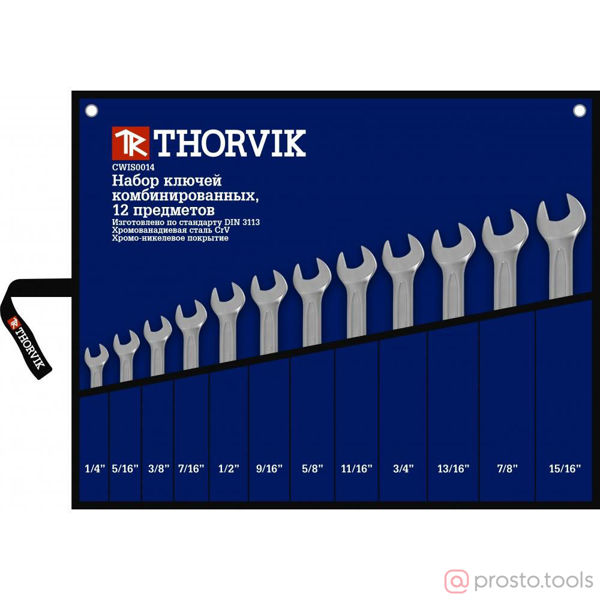 Изображение Набор ключей комб. дюйм. 1/4"-15/16" 12шт в чехле CWIS0012 //THORVIK