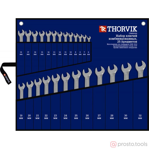 Изображение Набор ключей комб. 6-32мм 25шт. в чехле CWS0025 //THORVIK