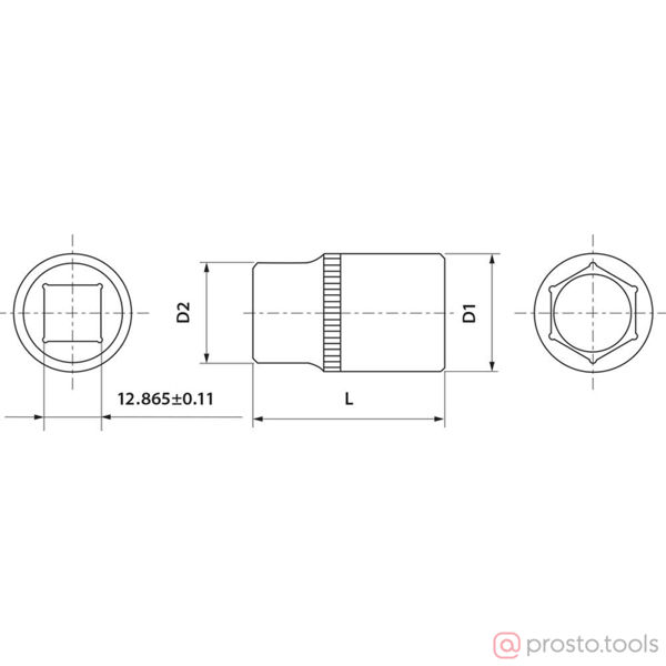 Изображение Головка торц. 1/2" 11мм 6-гран. FS01211 //THORVIK
