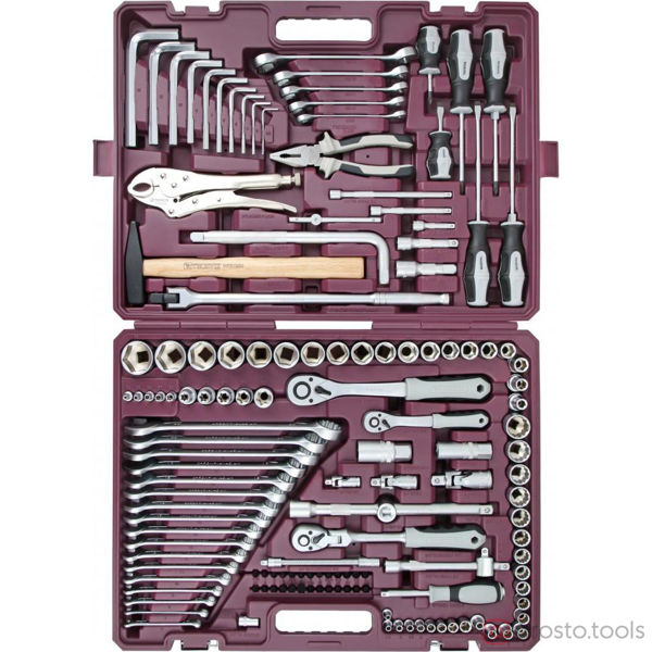 Изображение Набор инструмента 142 пр. пласт. кейс 1/4", 1/2" TS142 //THORVIK